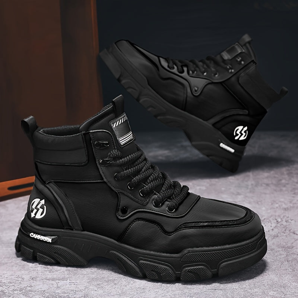 Bottes montantes pour homme, style décontracté, couleur unie