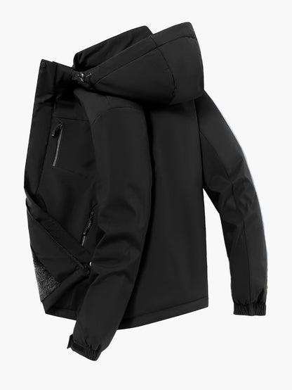 Vandtæt herre regnjakke med hætte – Sporty og urban stil, ideel til udendørs brug