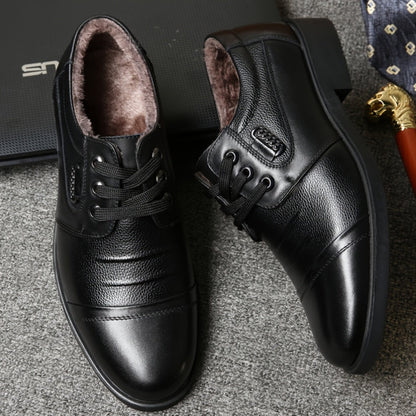 Chaussures homme à lacets doublées chaudes marron foncé