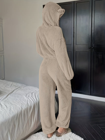 Ensemble d'intérieur Femme Doux à Capuche et Pantalon Large avec Oreilles