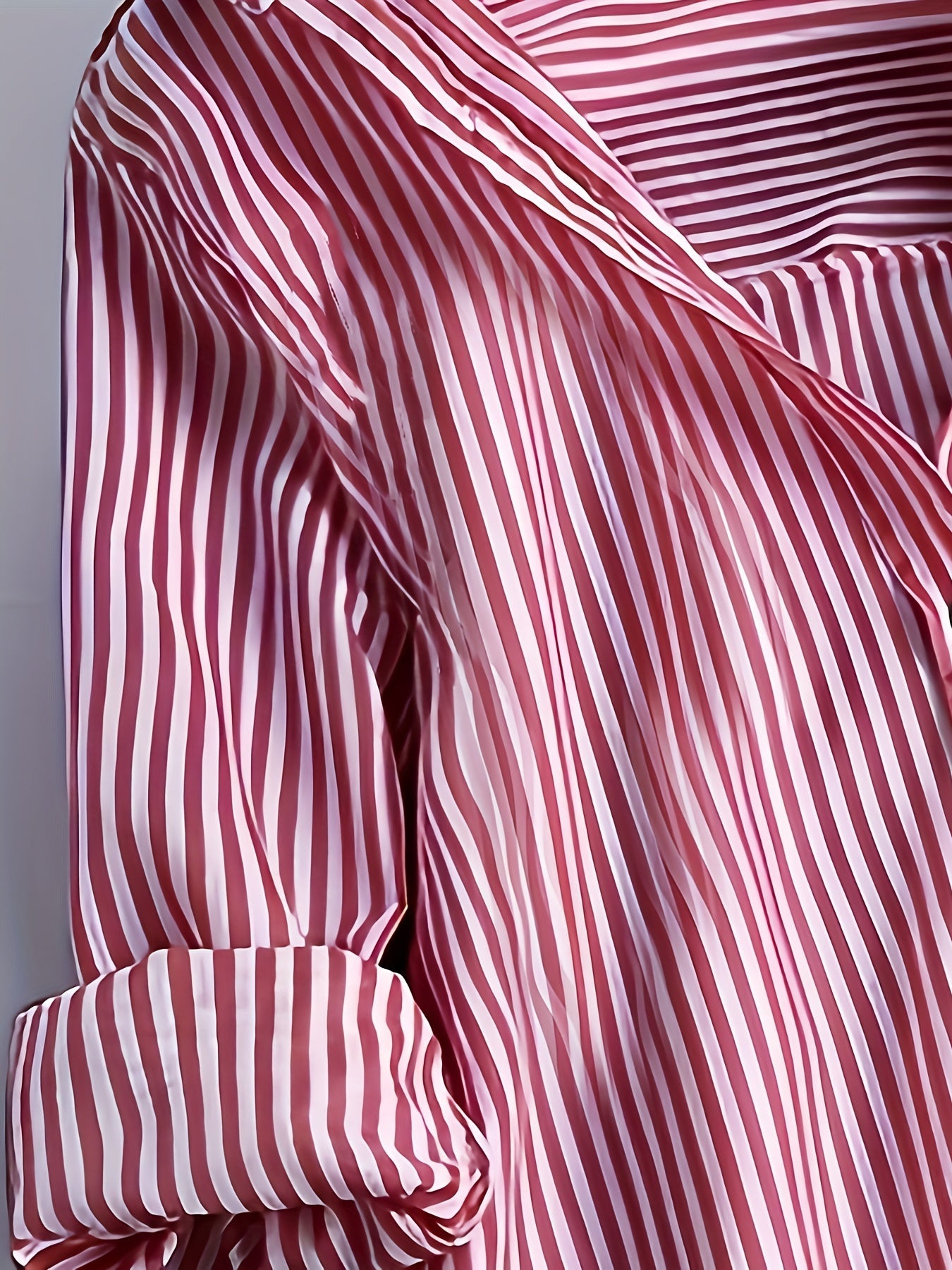 Camicia lunga a righe stile casual da donna, maniche lunghe, ideale per tutti i giorni