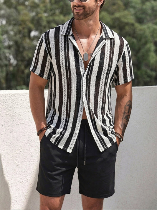 Chemise Resort Homme à Rayures Verticales Style Décontracté Été