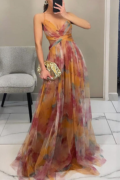 Robe longue maxi fleurie style soirée pour femme – Élégante et bohème chic