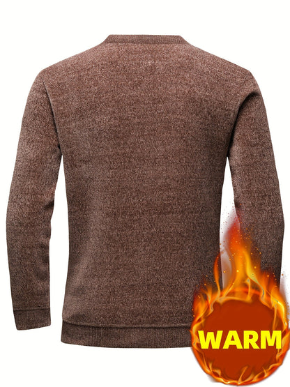 Pull Homme Col Rond Tricoté Maille Texturée Rayures Poitrine Manches Longues