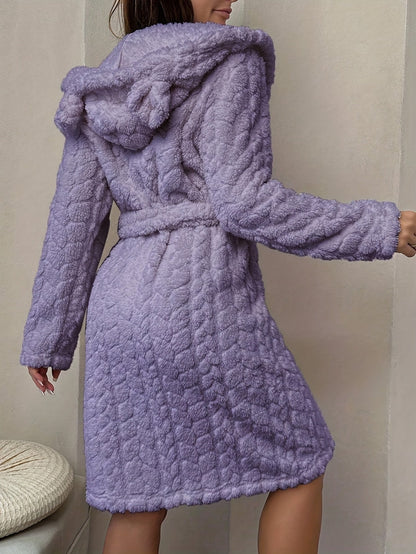 Robe de Chambre Femme à Capuche Ourson Douce Lavande