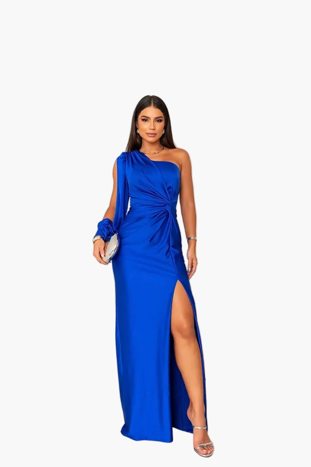 Abito da sera donna monospalla elegante stile drappeggiato per evento e cerimonia