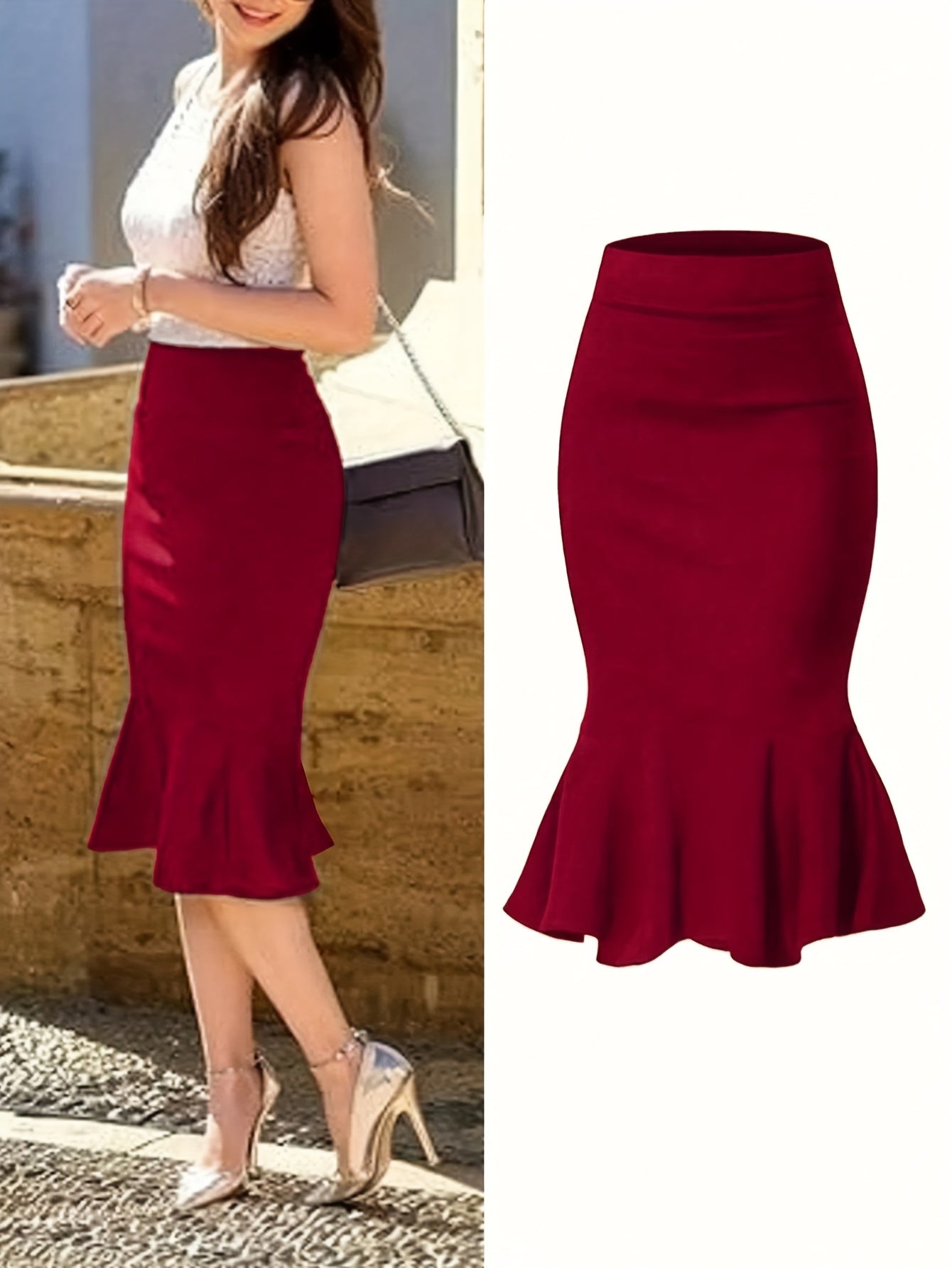 Jupe midi sirène élégante pour femme style bureau et occasions spéciales