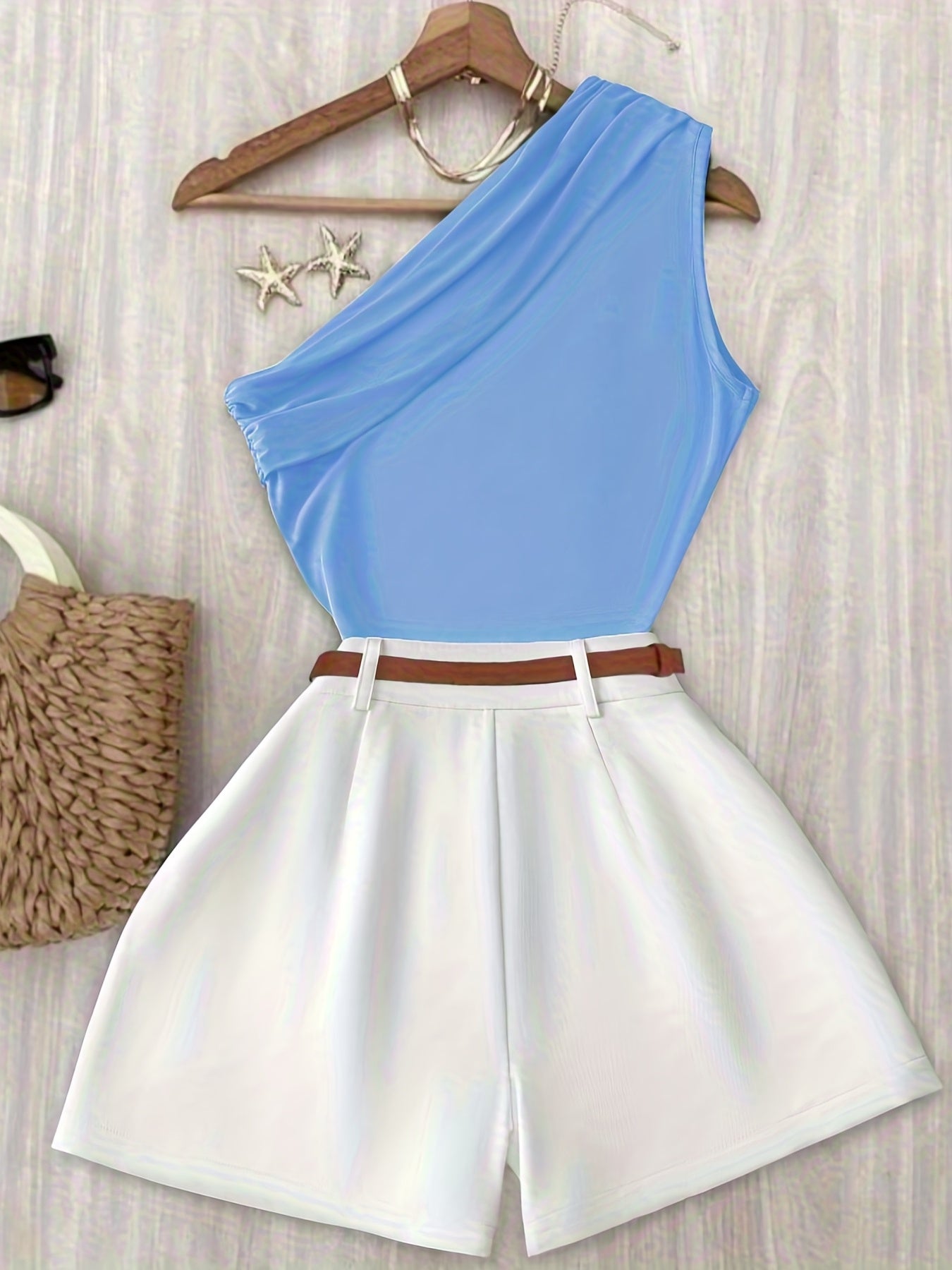 Mono corto elegante asimétrico para mujer, estilo chic, ideal para primavera-verano