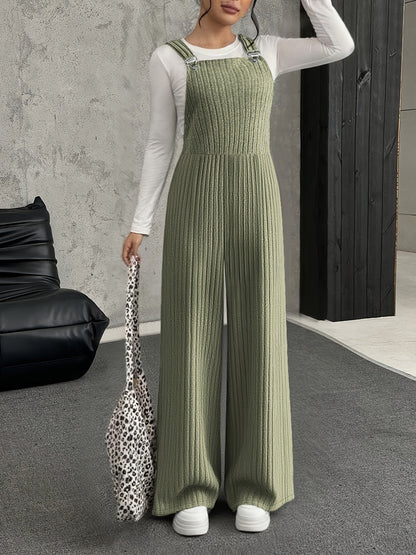 Salopette Femme ample côtelée gris clair à bretelles avec boucle