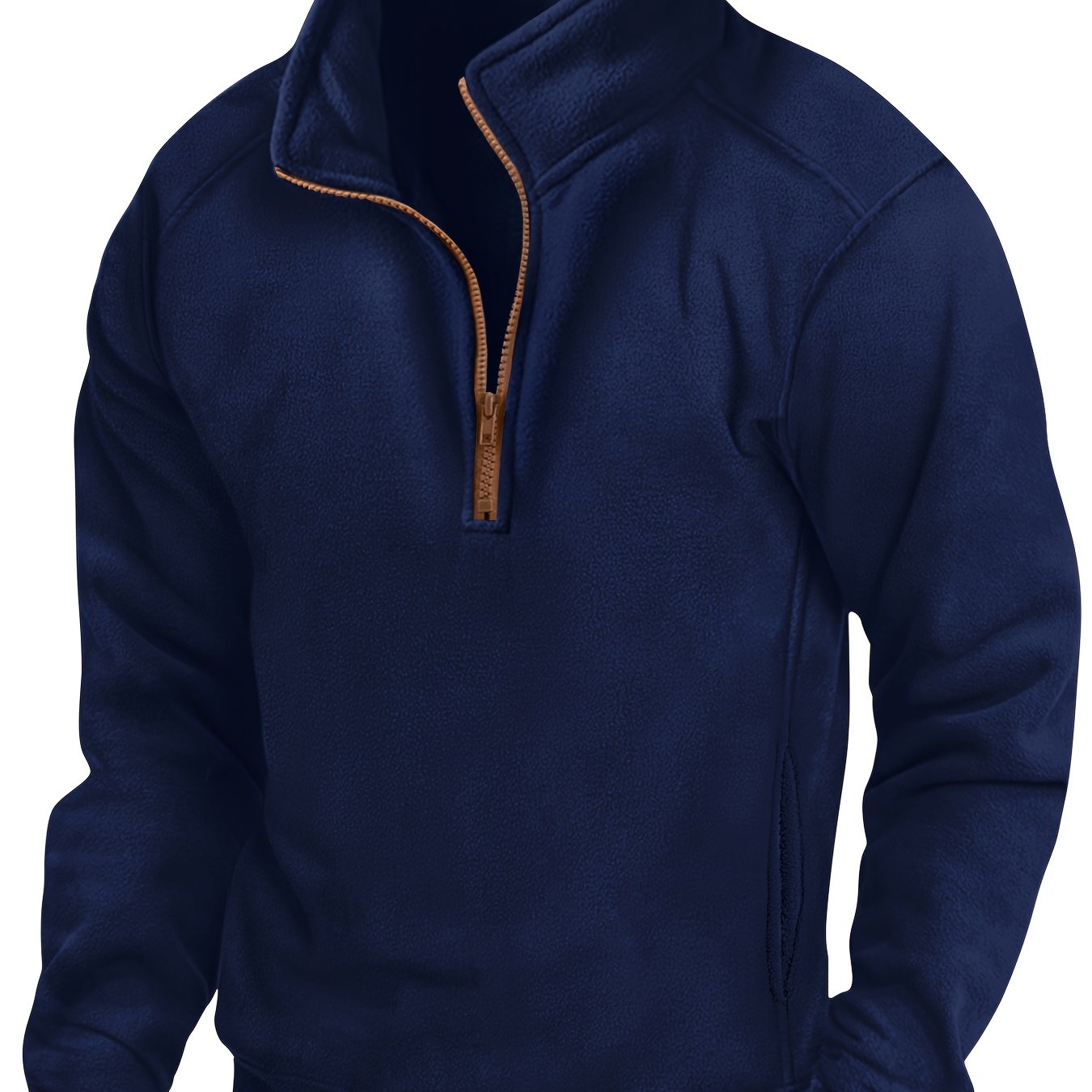 Polaire Homme Demi-Zip Col Montant Manches Longues Poches Latérales