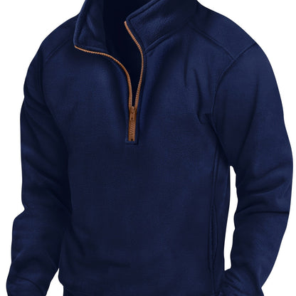 Polaire Homme Demi-Zip Col Montant Manches Longues Poches Latérales
