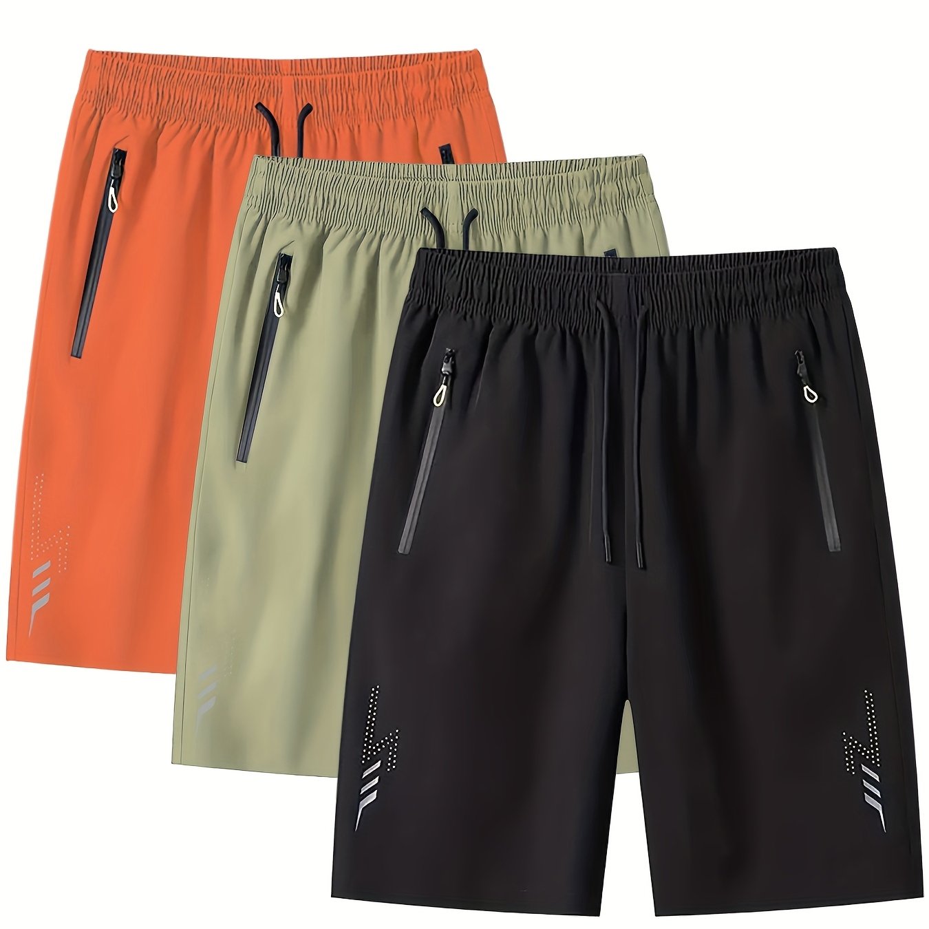Short de sport décontracté pour homme avec poches zippées et motif géométrique