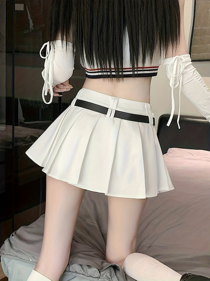 Plissé rok met hoge taille en sexy stijl voor dames, met riem, ideaal voor een moderne look