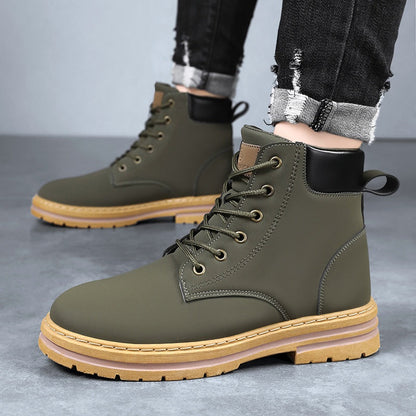 Bottes montantes homme lacets semelle contrastée style décontracté