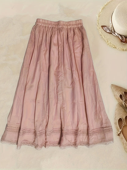 Gonna lunga donna stile bohémien con pizzo, elegante e fluida per l'estate