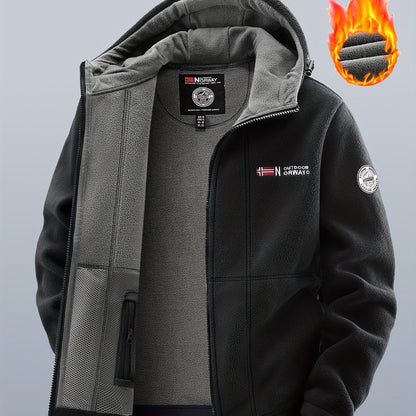 Veste polaire à capuche homme Bleu marine double épaisseur extérieur