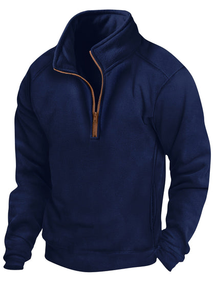Polaire Homme Demi-Zip Col Montant Manches Longues Poches Latérales