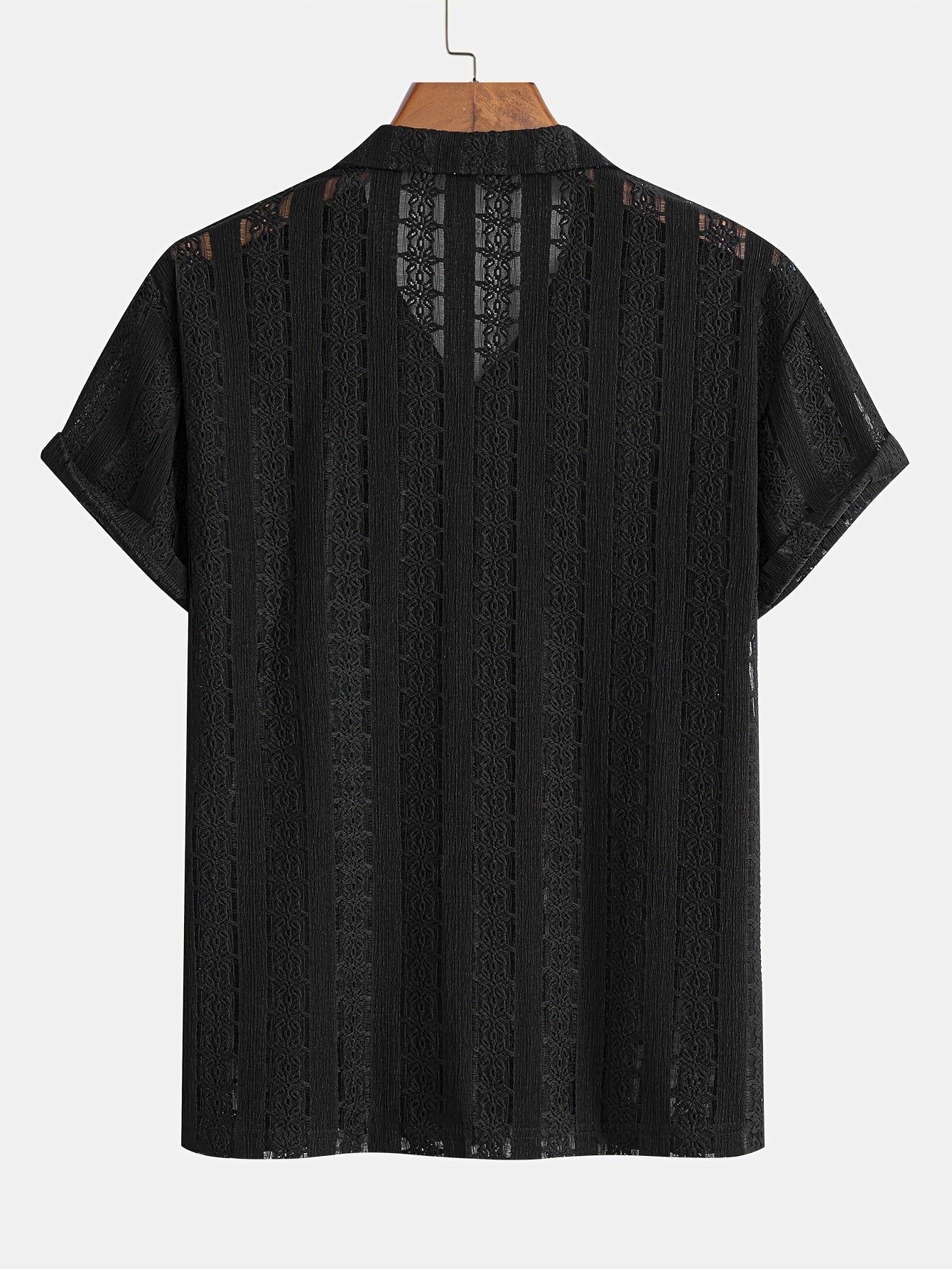 Chemise de vacances pour homme à manches courtes, style resort, élégante et ajourée