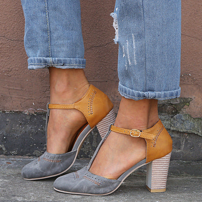 Esme – T-strap Sandals with Round Toe and Matching Colors