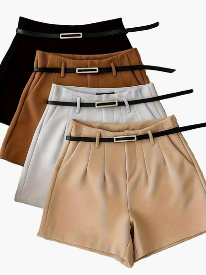 Ensemble élégant pour femme – Top court à bretelles larges et short taille haute avec ceinture – Tenue chic estivale