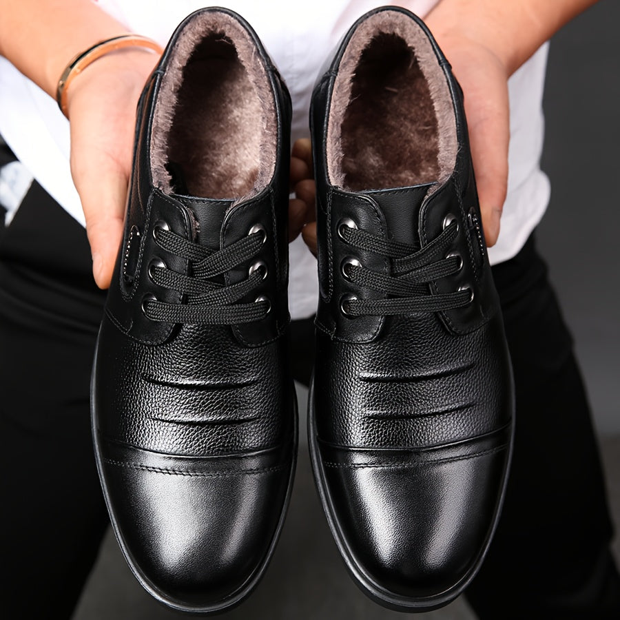 Chaussures homme à lacets doublées chaudes marron foncé
