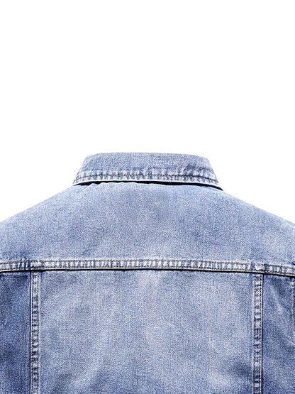 Gilet en Jean sans Manches pour Homme, Boutons Métalliques, Poches Poitrine et Latérales