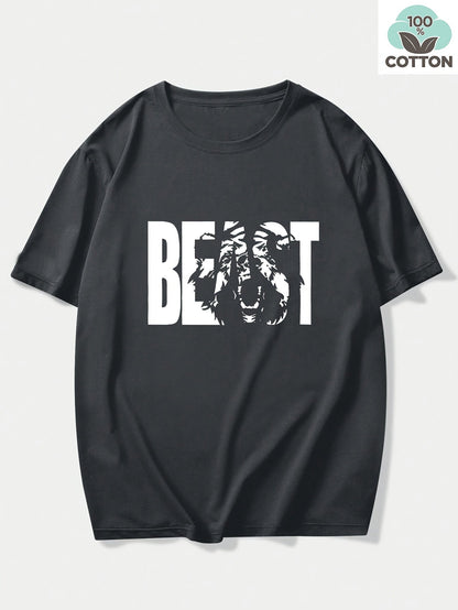 T-shirt grande taille homme style urbain imprimé BEAST – Mode streetwear décontractée