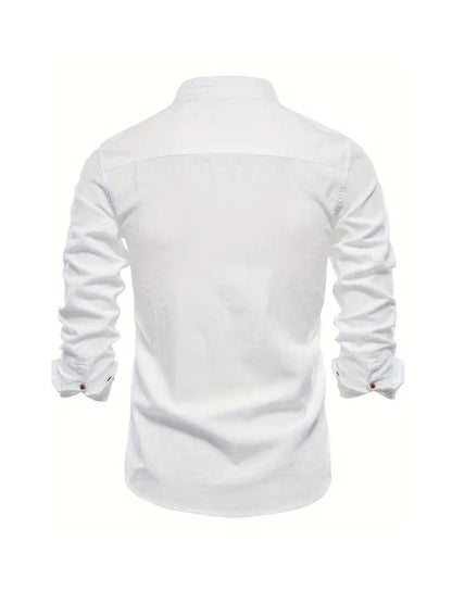 Herreskjorte med mao-krave og lange ærmer, elegant casual businessstil