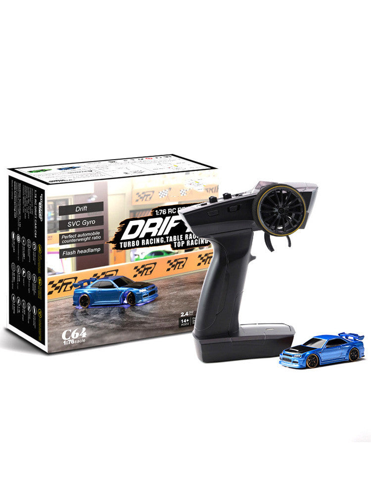Voiture RC Drift 1:76 pour adultes et adolescents – Modèle C64, style turbo, idéale pour course sur table et drift