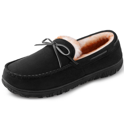 Chausson Mocassin Homme Doublé Façon Fourrure Noir Marron Beige