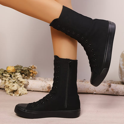 Bottes montantes type basket blanches à lacets et fermeture éclair latérale