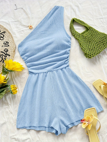 Combinaison short femme une épaule style casual pour l'été