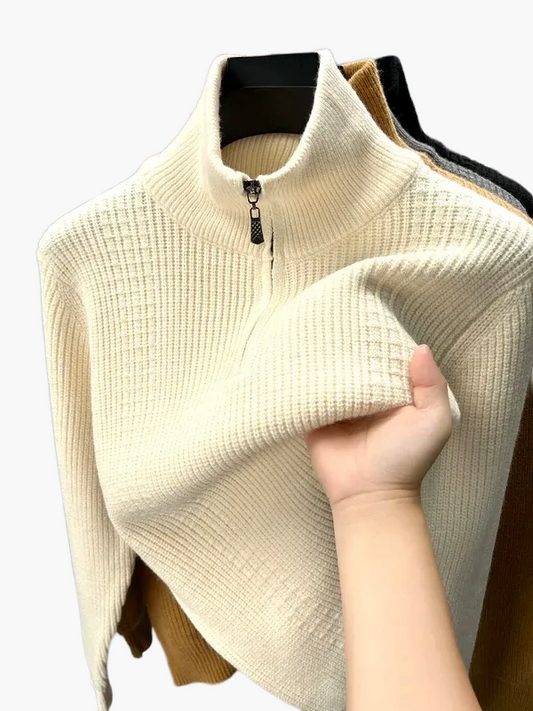 Damtröja med dragkedja och hög krage i casual stil, perfekt för höst och vinter