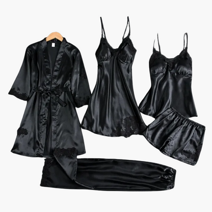 Ensemble de Nuit 5 Pièces Femme Élégant Style Kimono et Lingerie pour Maison et Détente