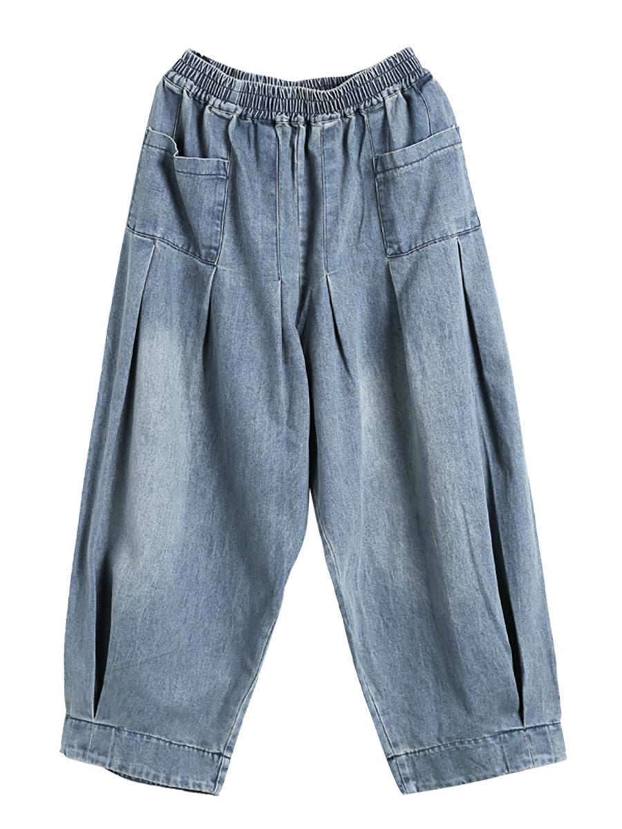 Pantalon large décontracté pour femme style streetwear avec poches, taille élastique, idéal pour un look urbain tendance