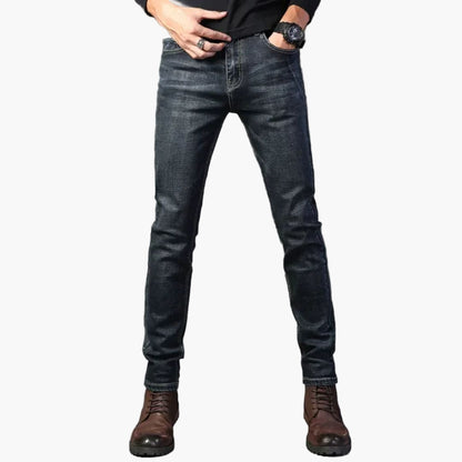 Slim fit klassieke herenjeans reissstijl comfortabel rekbaar