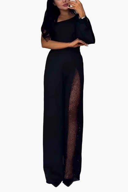 Combinaison Pantalon Large Moderne Femme – Élégance Asymétrique Soirée & Sortie
