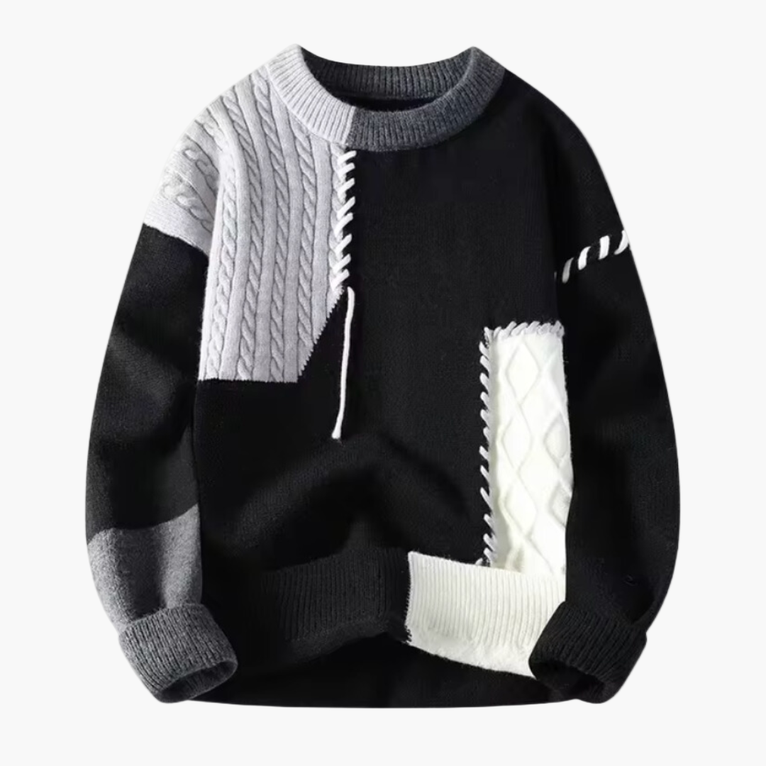 Patchwork-pullover i kreativ stil til mænd – afslappet og trendy efterårs- og vinterpullover
