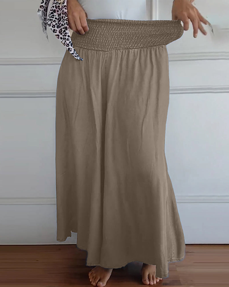 Pantaloni larghi a vita alta stile bohémien per donna, taglio fluido e comodo, ideali per tutti i giorni e il relax