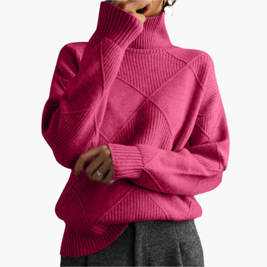 Women's Casual Style Pullover with Diamond Pattern – Soft and Comfortable Knit for Leisure and Everyday Wear
