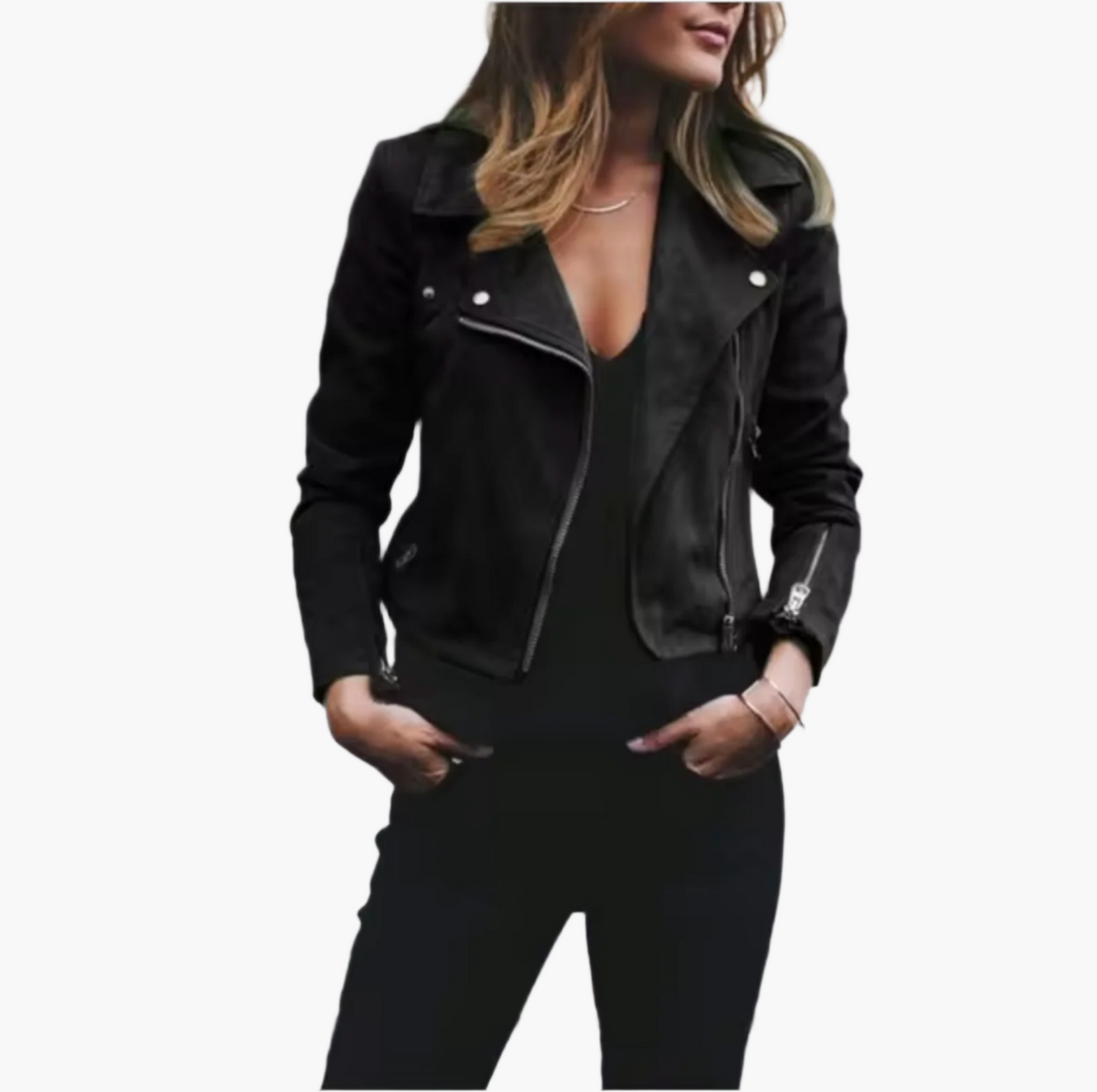Kurtka motocyklowa damska krótki elegancki fason na miejski i modny look