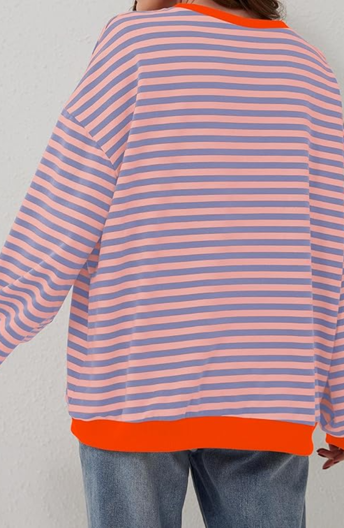 Loose striped pullover for women - Trendy city fashion
