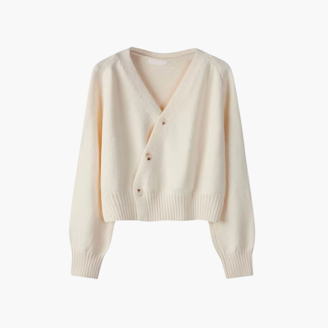 Cardigan femme style moderne à boutons croisés col V pour automne-hiver