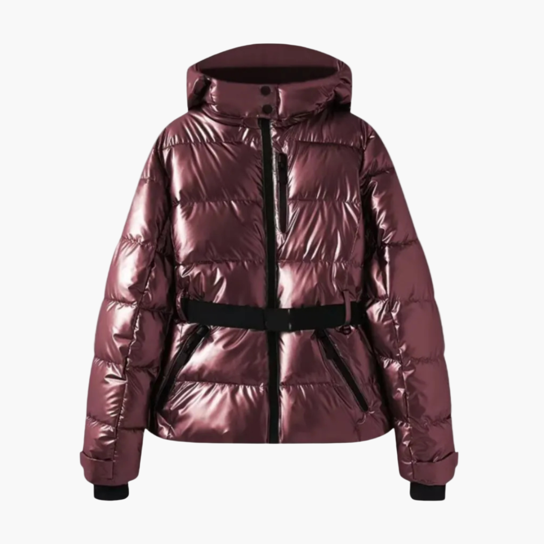 Chaqueta acolchada elegante para mujer con capucha y cinturón – Estilo moderno para el invierno