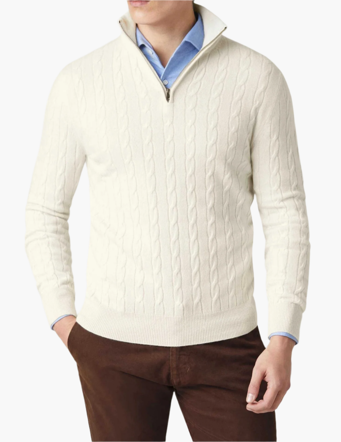Maglione con zip intrecciato uomo elegante stile casual e professionale