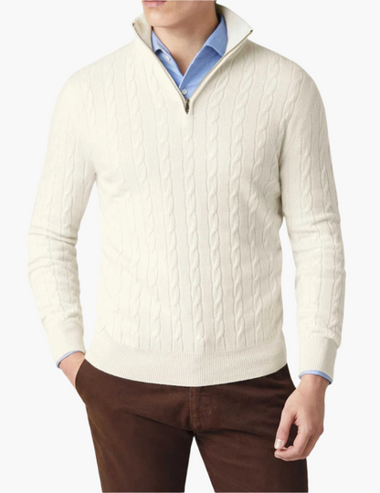 Maglione con zip intrecciato uomo elegante stile casual e professionale