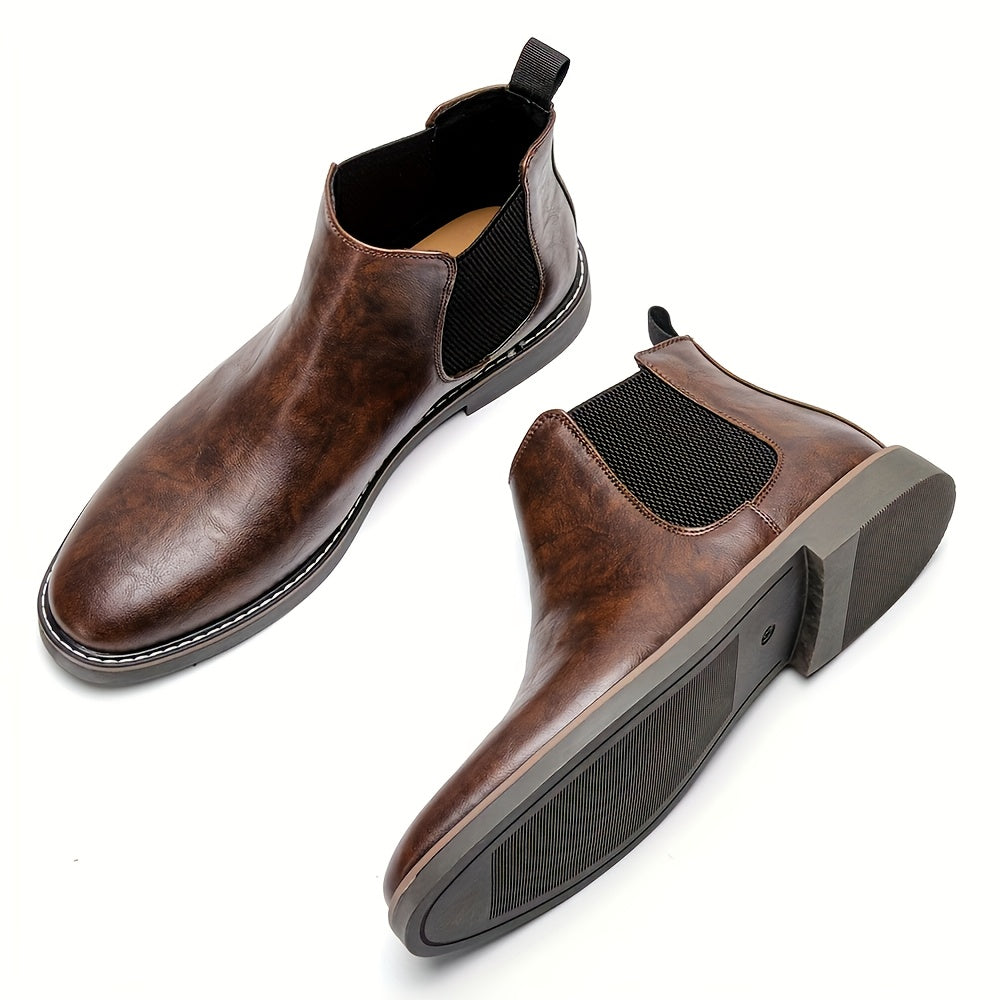 Bottes Chelsea Homme Marron Foncées Élastiquées Style Classique