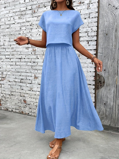 Ensemble deux pièces femme chic style bohème – Top court et jupe longue fluide