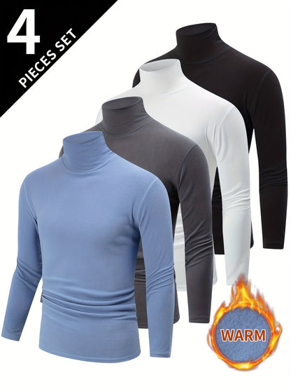 Lot de 4 Pulls Col Roulé Homme Manches Longues Couleurs Assorties