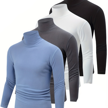 Lot de 4 Pulls Col Roulé Homme Manches Longues Couleurs Assorties